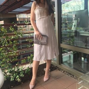 Pink and white stripe maxi dress